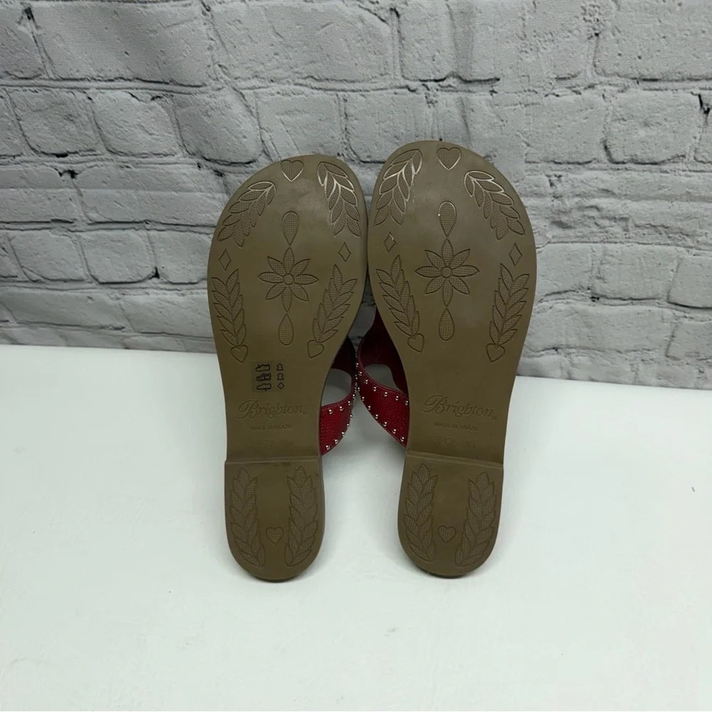 Brighton Orla Red Studded Toe-Post Sandals size 11